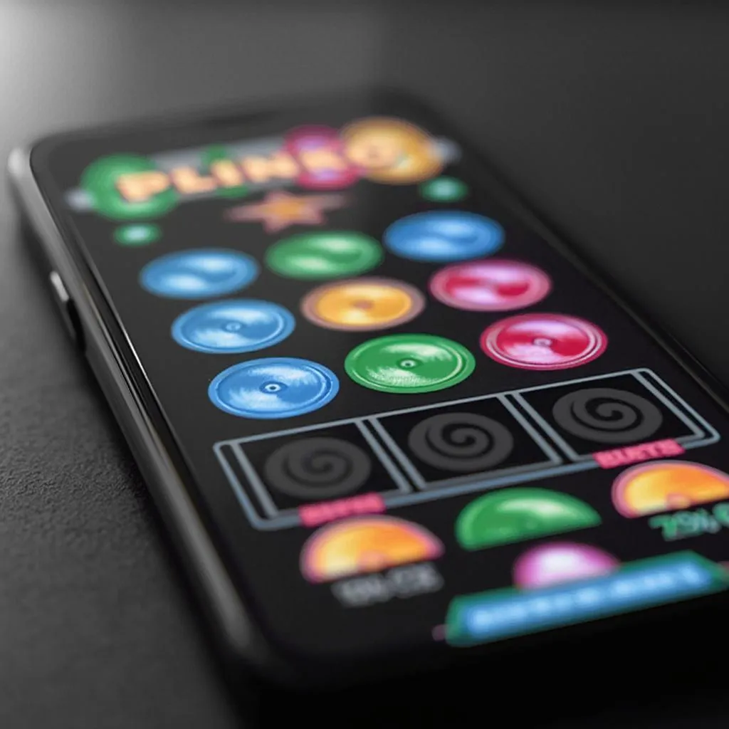 Interface utilisateur d'un jeu Plinko en développement sur mobile